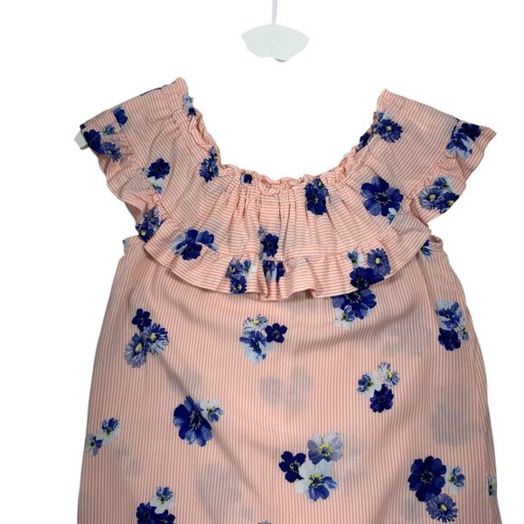 Ruffled Sleeveless Top blouse Pink floral  Size medium EYESHADOW - Picture 9 of 10